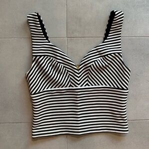 GUESS Striped Black and White Women's Crop Top